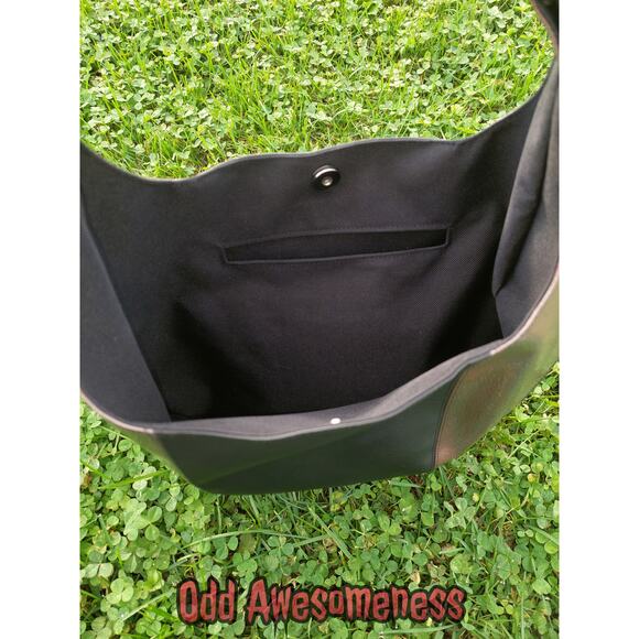 Black and Rainbow Metallic Estrella Shoulder Bag Handmade Purse Bag Slouchy - Picture 3 of 3